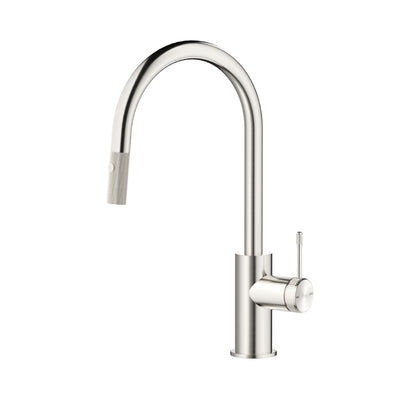 BELLA VISTA MICA LEAD FREE FLUTED PULL-OUT SINK MIXER 414MM BRUSHED NICKEL