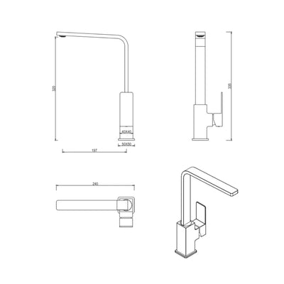 BELLA VISTA ALEKO PROJECT LEAD FREE SINK MIXER 320MM BLACK