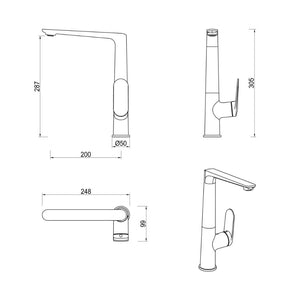 BELLA VISTA LANTRA SINK MIXER 305MM FRENCH GOLD