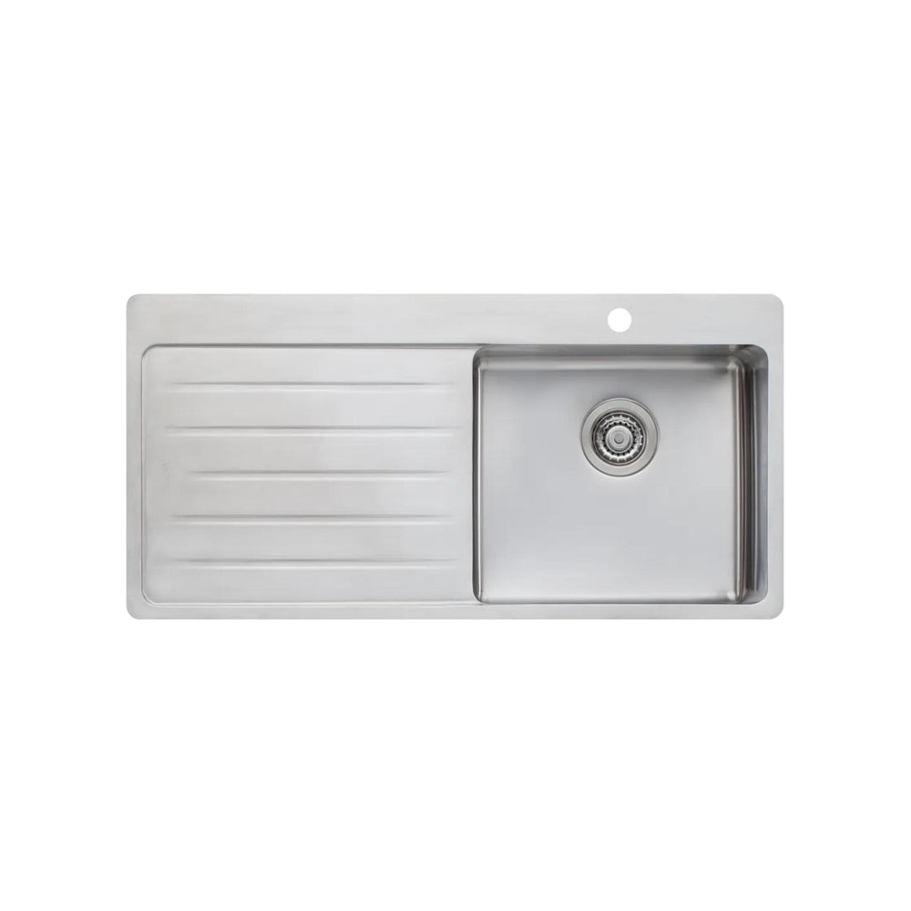 OLIVERI SONETTO SINGLE BOWL TOPMOUNT ALFRESCO AND KITCHEN SINK WITH TAPHOLE & DRAINER STAINLESS STEEL 1035MM