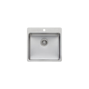 OLIVERI SONETTO SINGLE BOWL TOPMOUNT KITCHEN AND LAUNDRY SINK STAINLESS STEEL 520MM