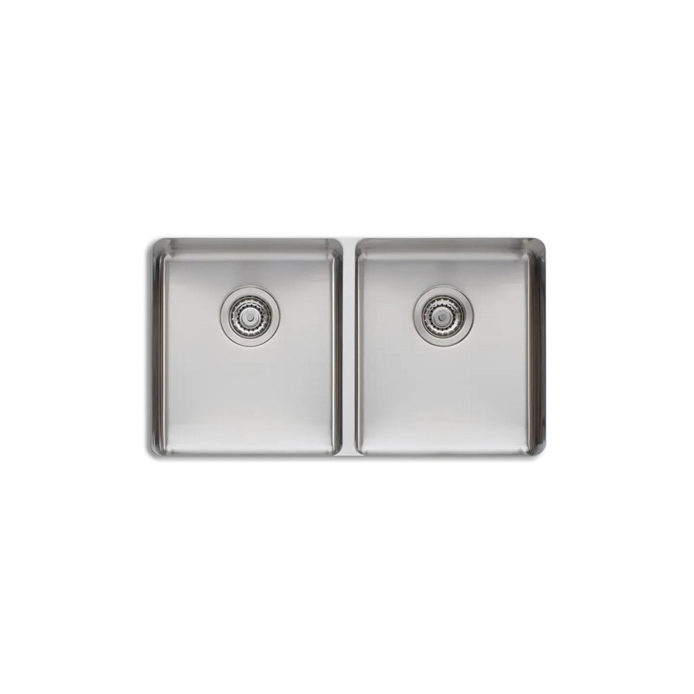 OLIVERI SONETTO DOUBLE BOWL UNDERMOUNT KITCHEN SINK STAINLESS STEEL 785MM