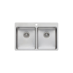 OLIVERI SONETTO DOUBLE BOWL TOPMOUNT ALFRESCO AND KITCHEN SINK WITH TAPHOLE STAINLESS STEEL 785MM