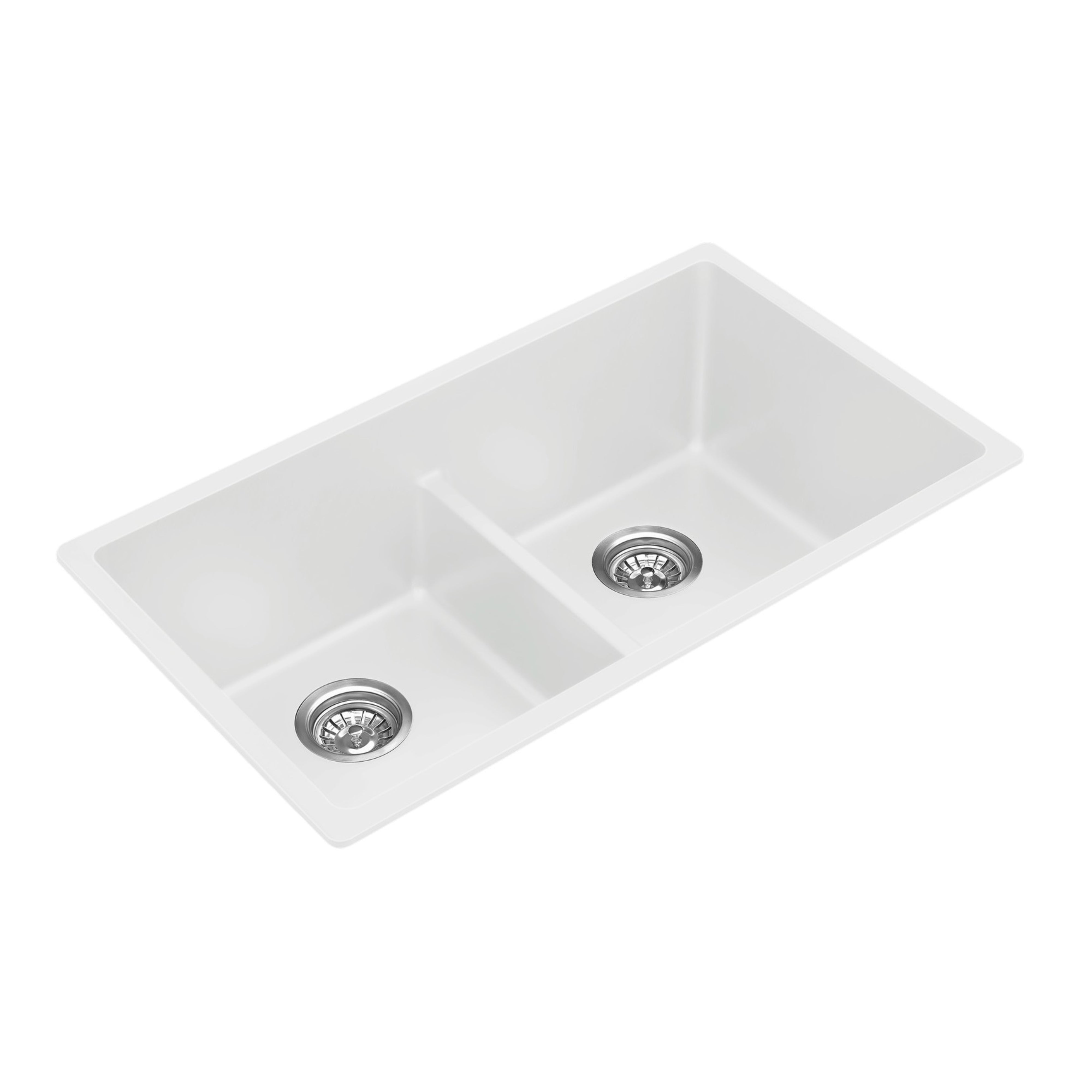 BELLA VISTA FOMOS DOUBLE BOWL GRANITE KITCHEN SINK WHITE 790MM