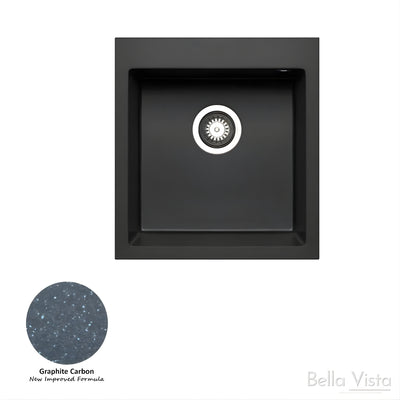 BELLA VISTA PRADUS SINGLE BOWL GRANITE KITCHEN SINK GRAPHITE CARBON 460MM