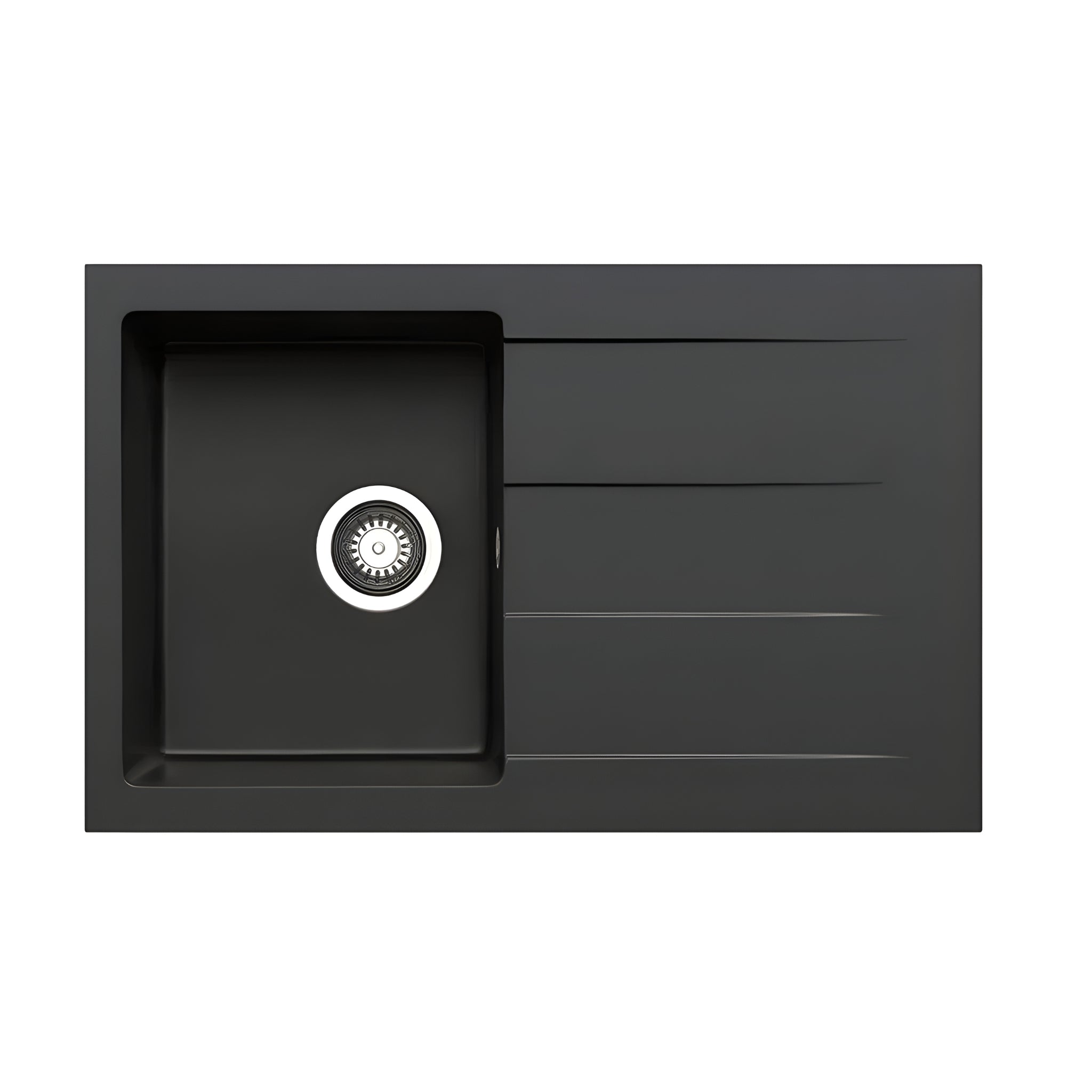 BELLA VISTA PRADUS SINGLE BOWL GRANITE KITCHEN SINK WITH DRAINER GRAPHITE CARBON 790MM