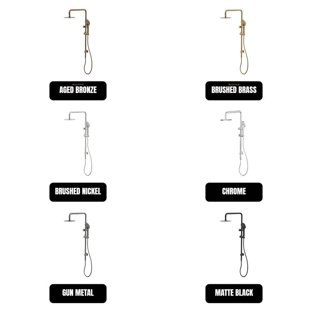 LINSOL SOFIA SHOWER COMBINATION AND MULTIFUNCTION HANDPIECE WITH 200MM ROUND HEAD AGED BRONZE