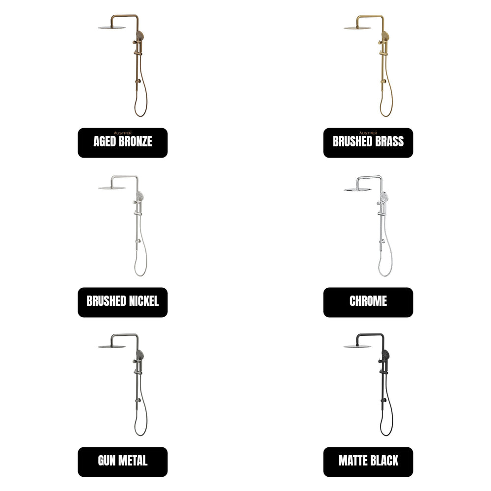LINSOL SOFIA SHOWER COMBINATION AND MULTIFUNCTION HANDPIECE WITH 300MM ROUND HEAD AGED BRONZE