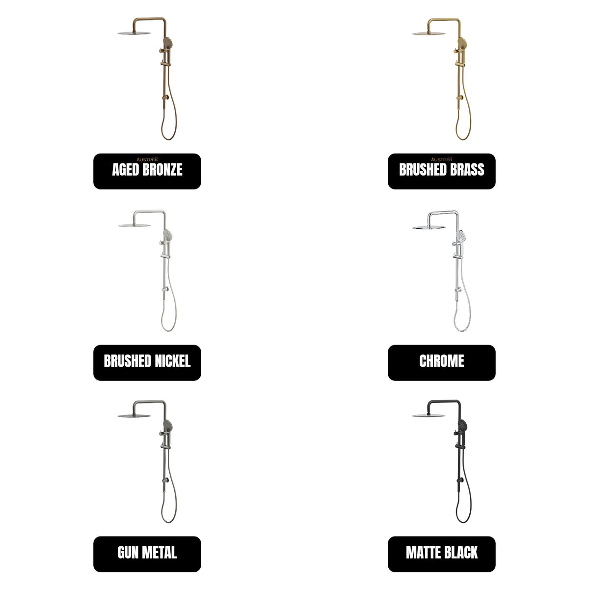 LINSOL SOFIA SHOWER COMBINATION AND MULTIFUNCTION HANDPIECE WITH 300MM ROUND HEAD AGED BRONZE