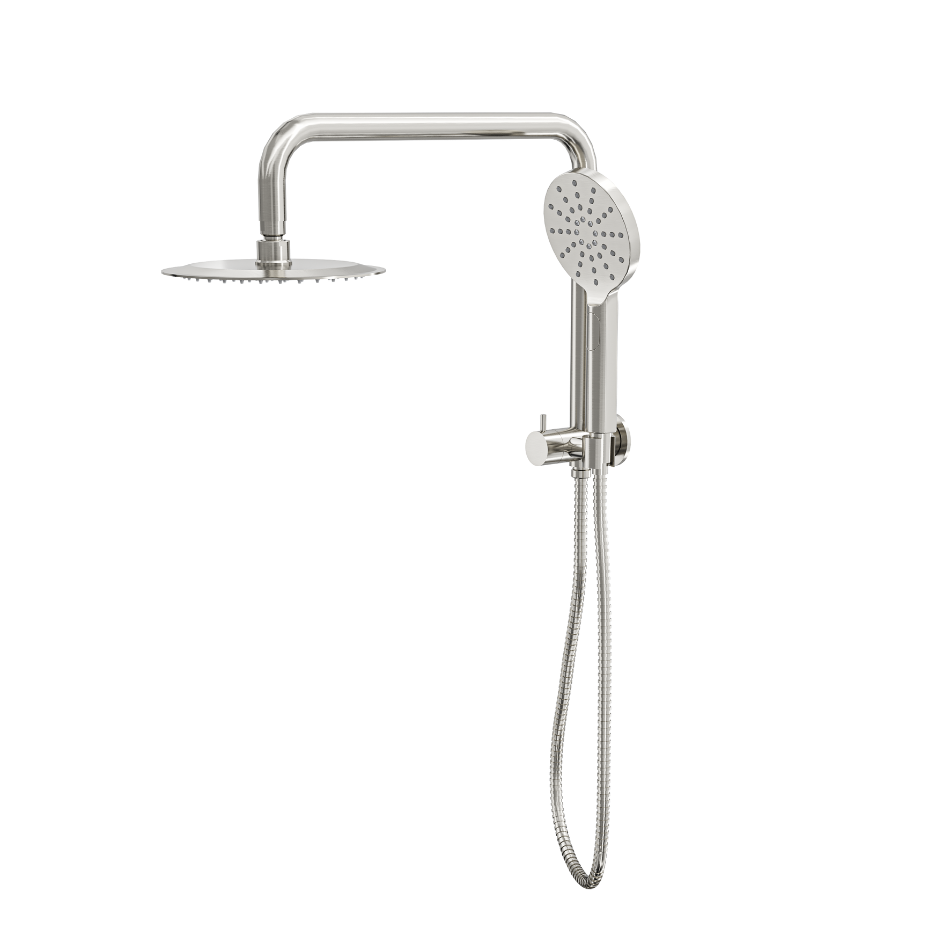 LINSOL SOFIA SHORT SHOWER COMBINATION AND MULTIFUNCTION HANDPIECE WITH 200MM ROUND HEAD BRUSHED NICKEL