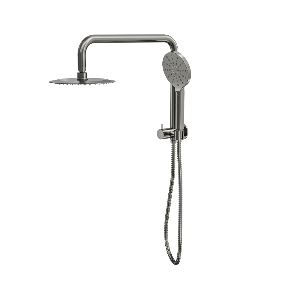 LINSOL SOFIA SHORT SHOWER COMBINATION AND MULTIFUNCTION HANDPIECE WITH 200MM ROUND HEAD GUN METAL
