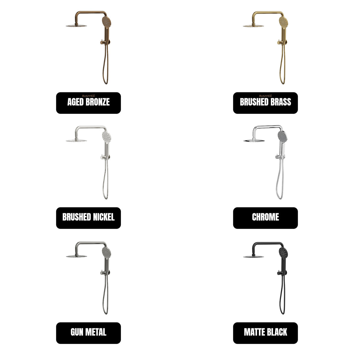 LINSOL SOFIA SHORT SHOWER COMBINATION AND MULTIFUNCTION HANDPIECE WITH 200MM ROUND HEAD CHROME