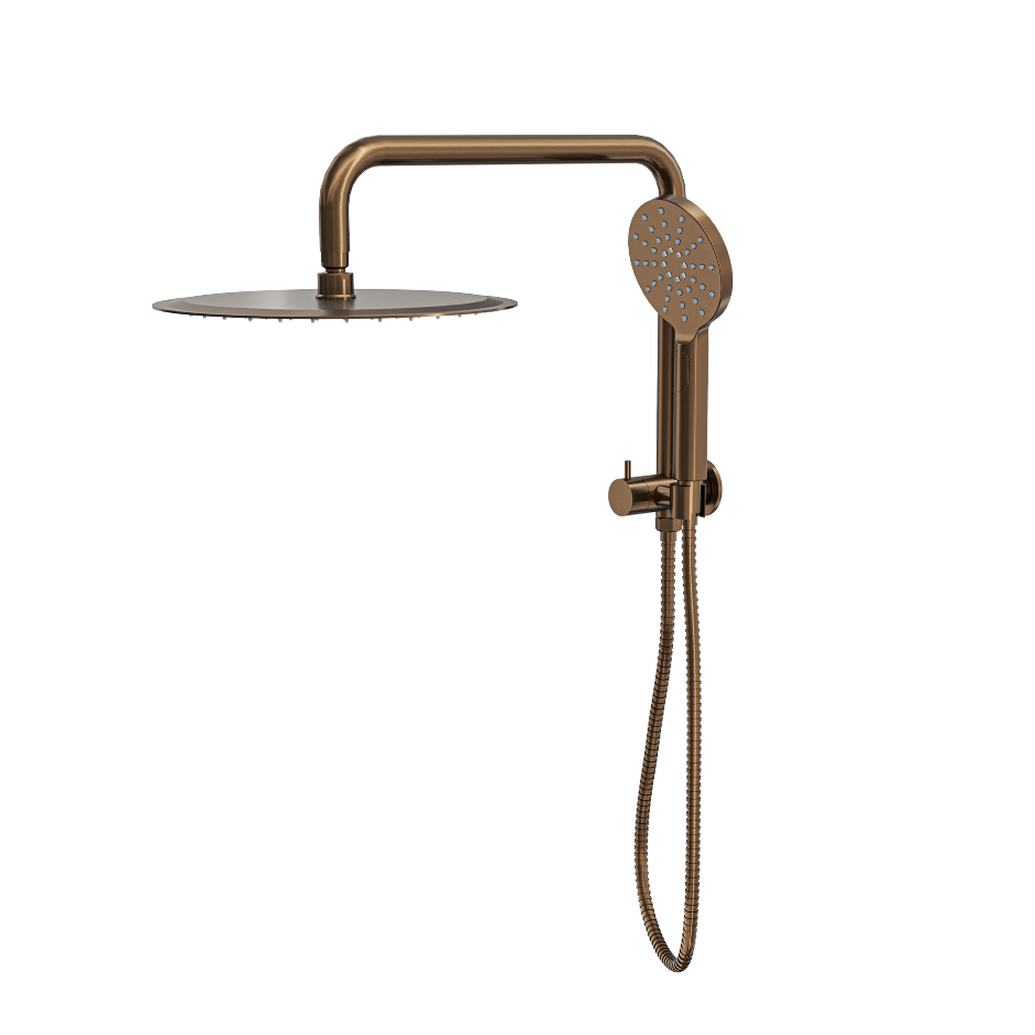 LINSOL SOFIA SHORT SHOWER COMBINATION AND MULTIFUNCTION HANDPIECE WITH 300MM ROUND HEAD AGED BRONZE