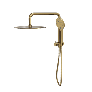 LINSOL SOFIA SHORT SHOWER COMBINATION AND MULTIFUNCTION HANDPIECE WITH 300MM ROUND HEAD BRUSHED BRASS