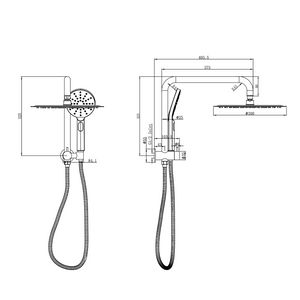 Linsol Sofia Short Shower Combination Multifunction 300mm dimensions