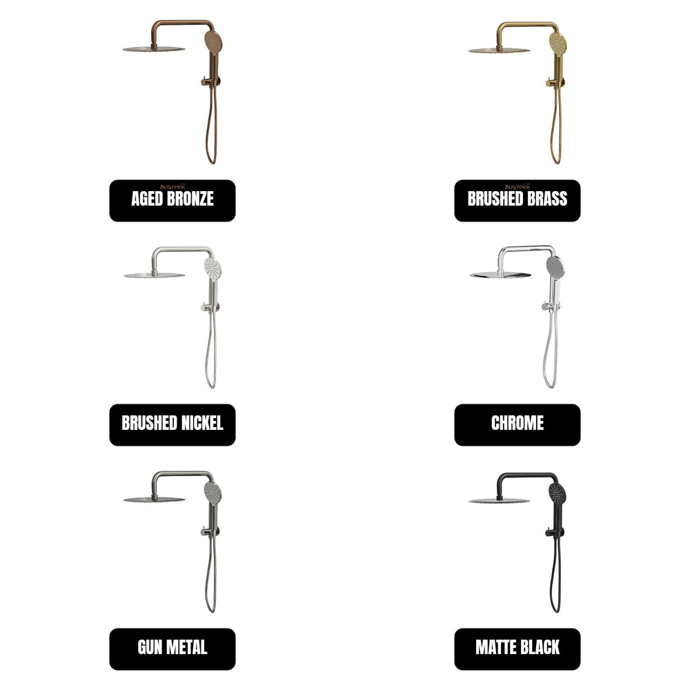 LINSOL SOFIA SHORT SHOWER COMBINATION AND MULTIFUNCTION HANDPIECE WITH 300MM ROUND HEAD BRUSHED NICKEL