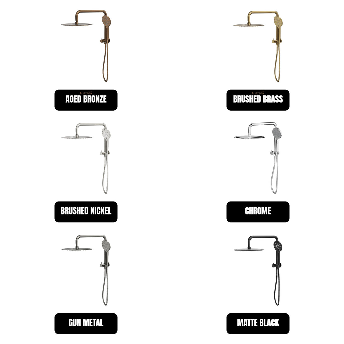 LINSOL SOFIA SHORT SHOWER COMBINATION AND MULTIFUNCTION HANDPIECE WITH 300MM ROUND HEAD BRUSHED NICKEL