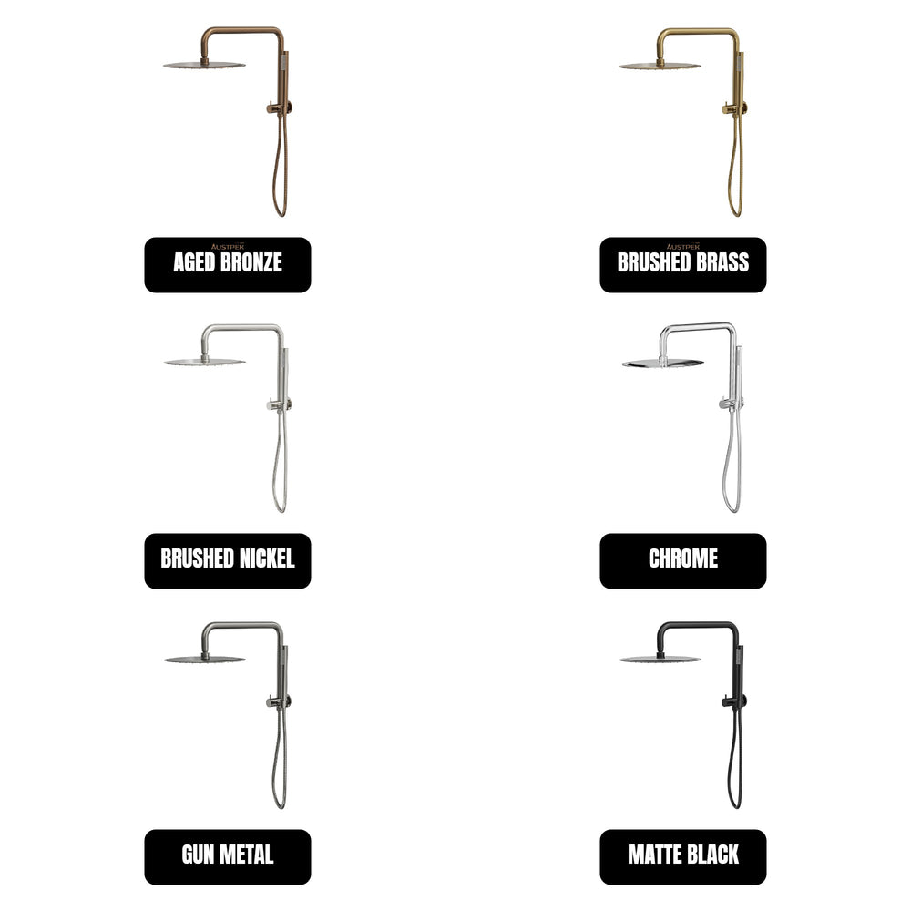 LINSOL SOFIA SHORT SHOWER COMBINATION WITH SLIM HANDPIECE AND 300MM ROUND HEAD BRUSHED BRASS