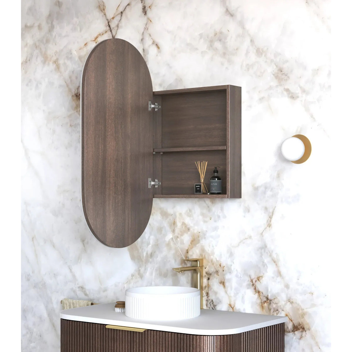 OTTI NOOSA SABLE WALNUT SHAVING CABINET 450X900MM
