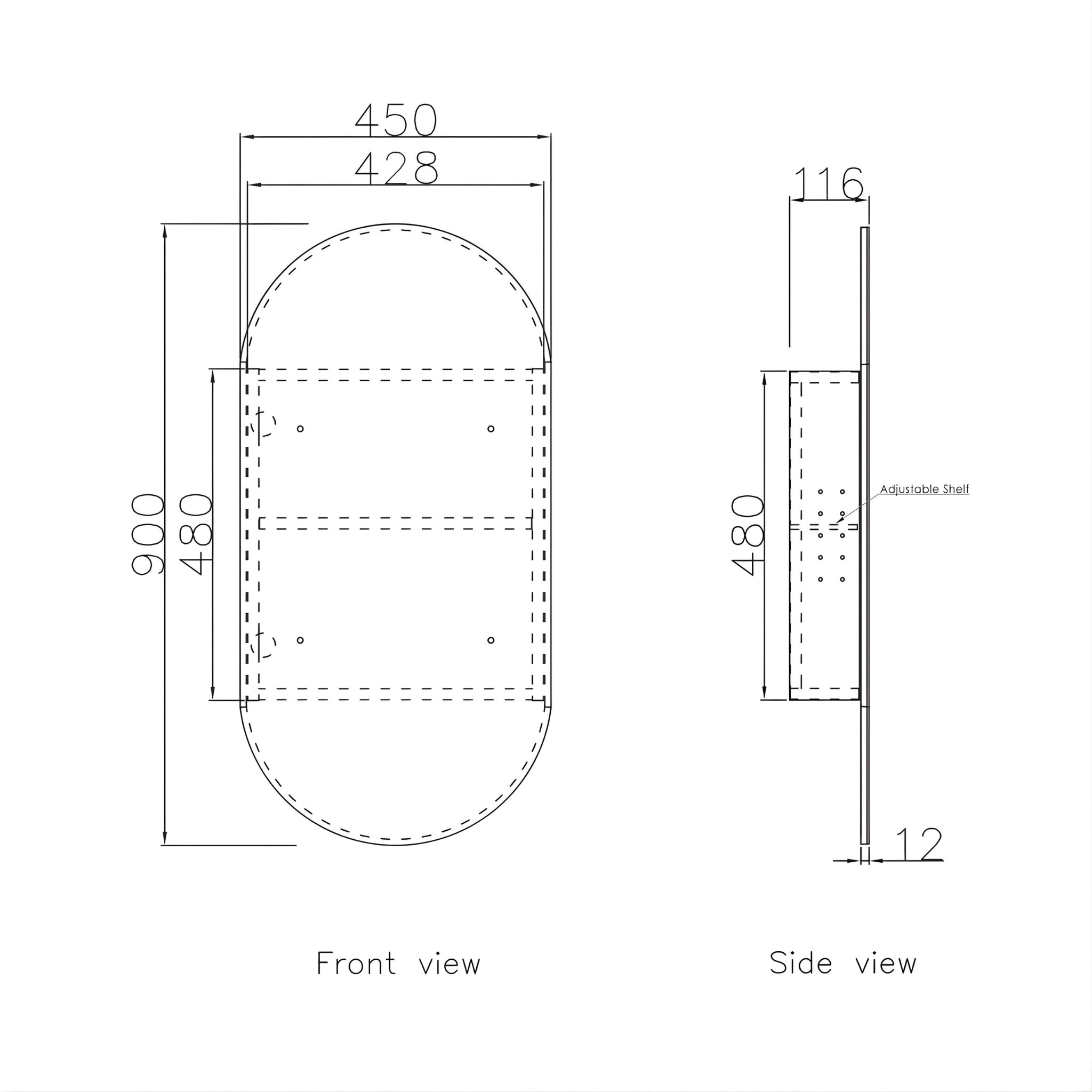 OTTI NOOSA WOODLAND OAK SHAVING CABINET 450X900MM