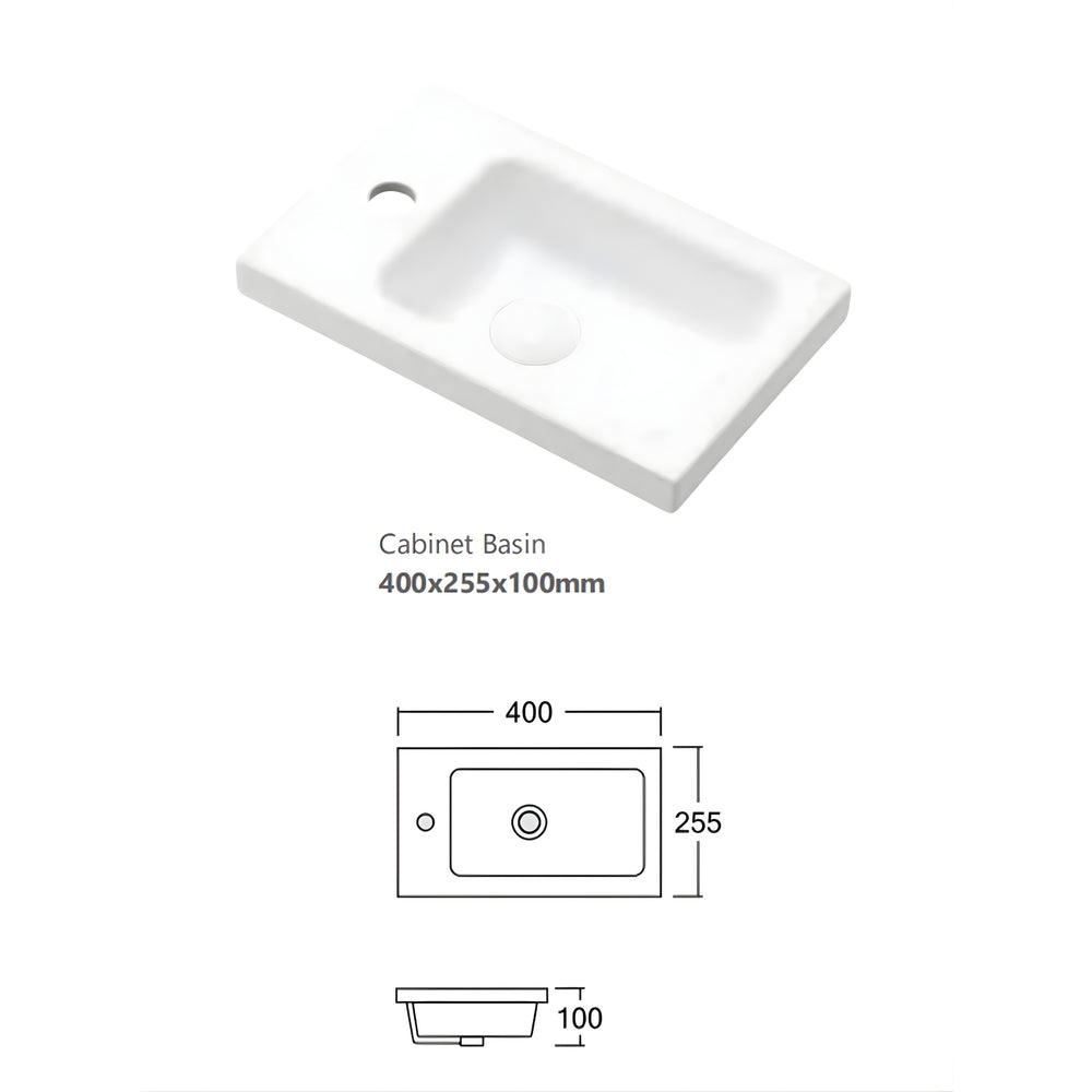 OTTI ENSUITE MATTE WHITE FLUTED 400MM SPACE SAVING SINGLE BOWL WALL HUNG VANITY WITH CERAMIC TOP