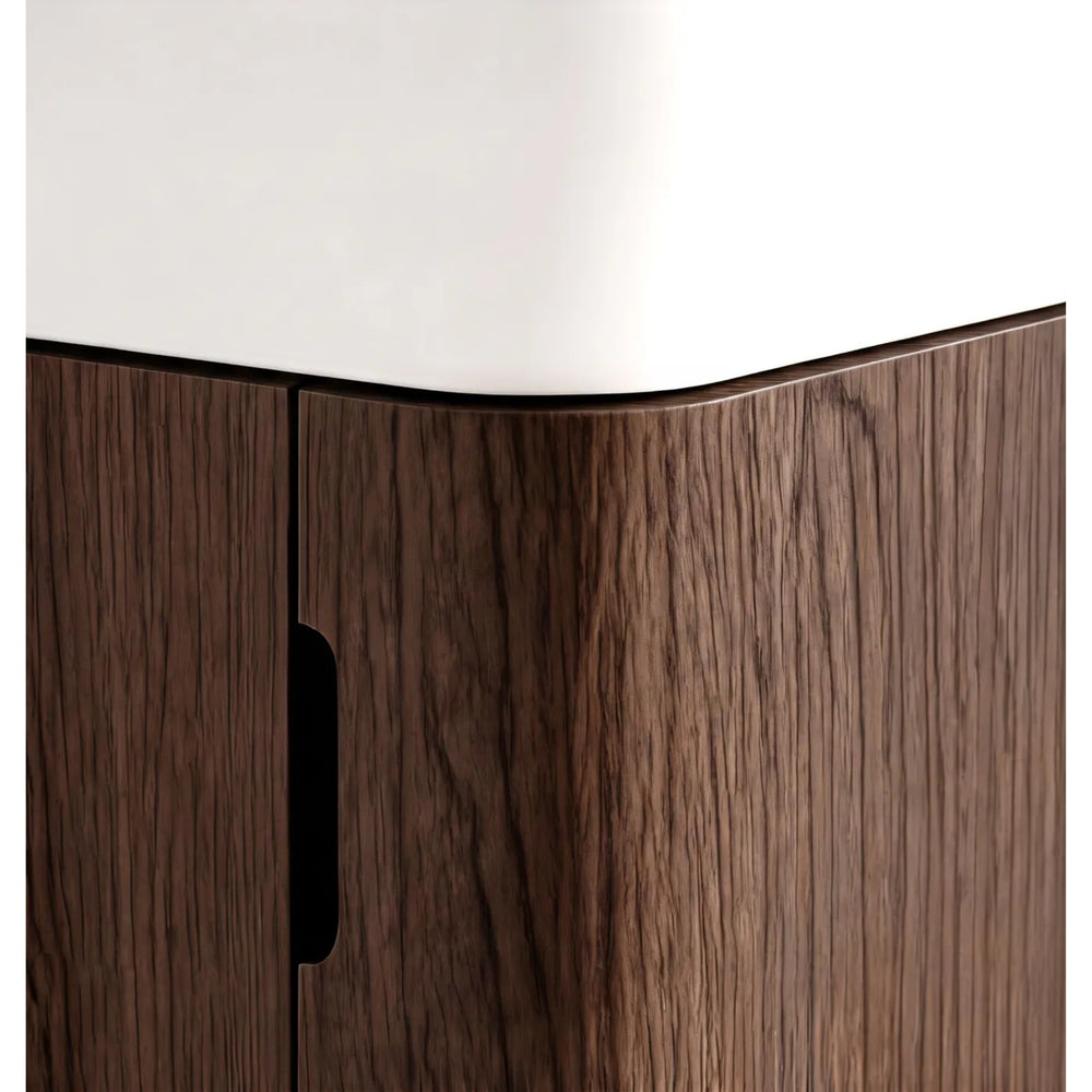 OTTI MAXI SABLE WALNUT CURVED 450MM SPACE SAVING SINGLE BOWL FLOOR STANDING VANITY
