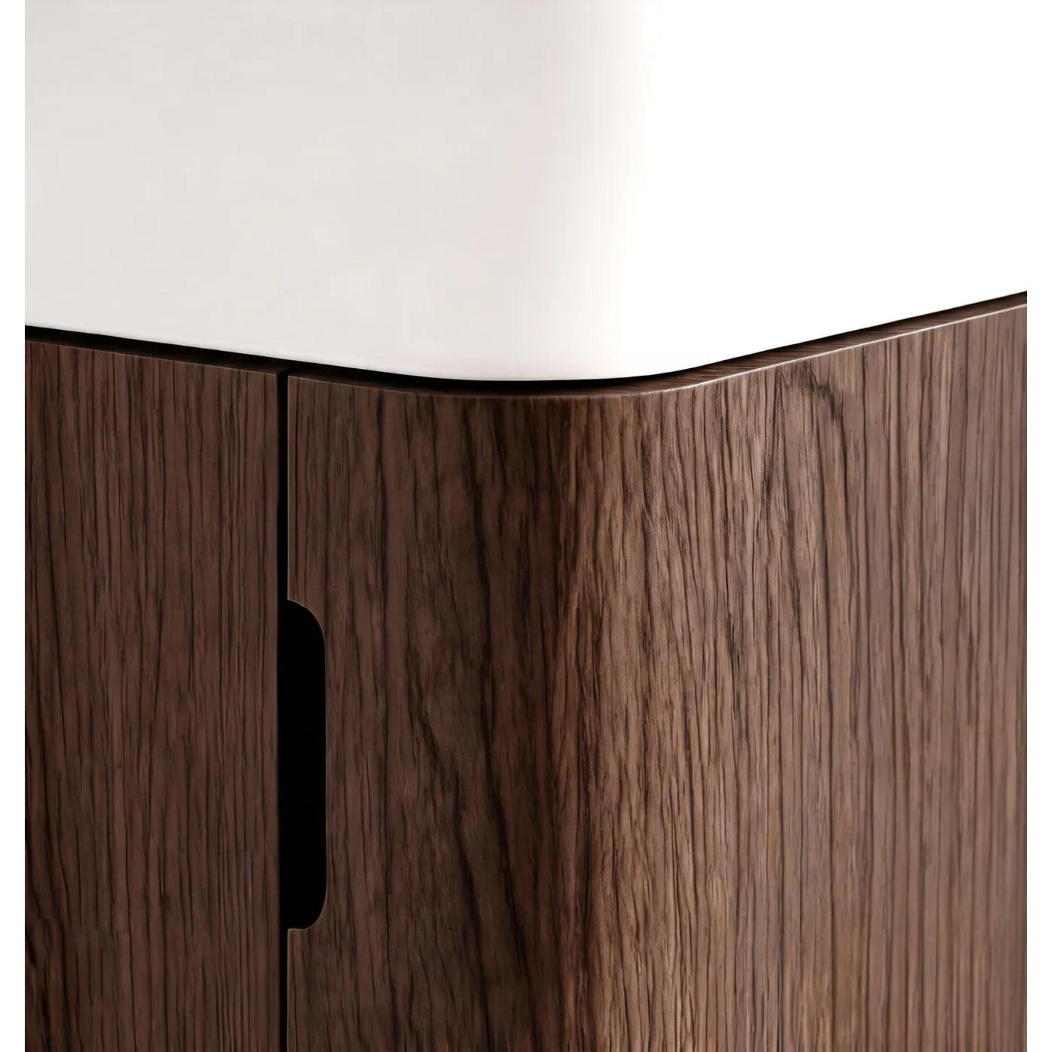 OTTI MAXI SABLE WALNUT CURVED 450MM SPACE SAVING SINGLE BOWL FLOOR STANDING VANITY