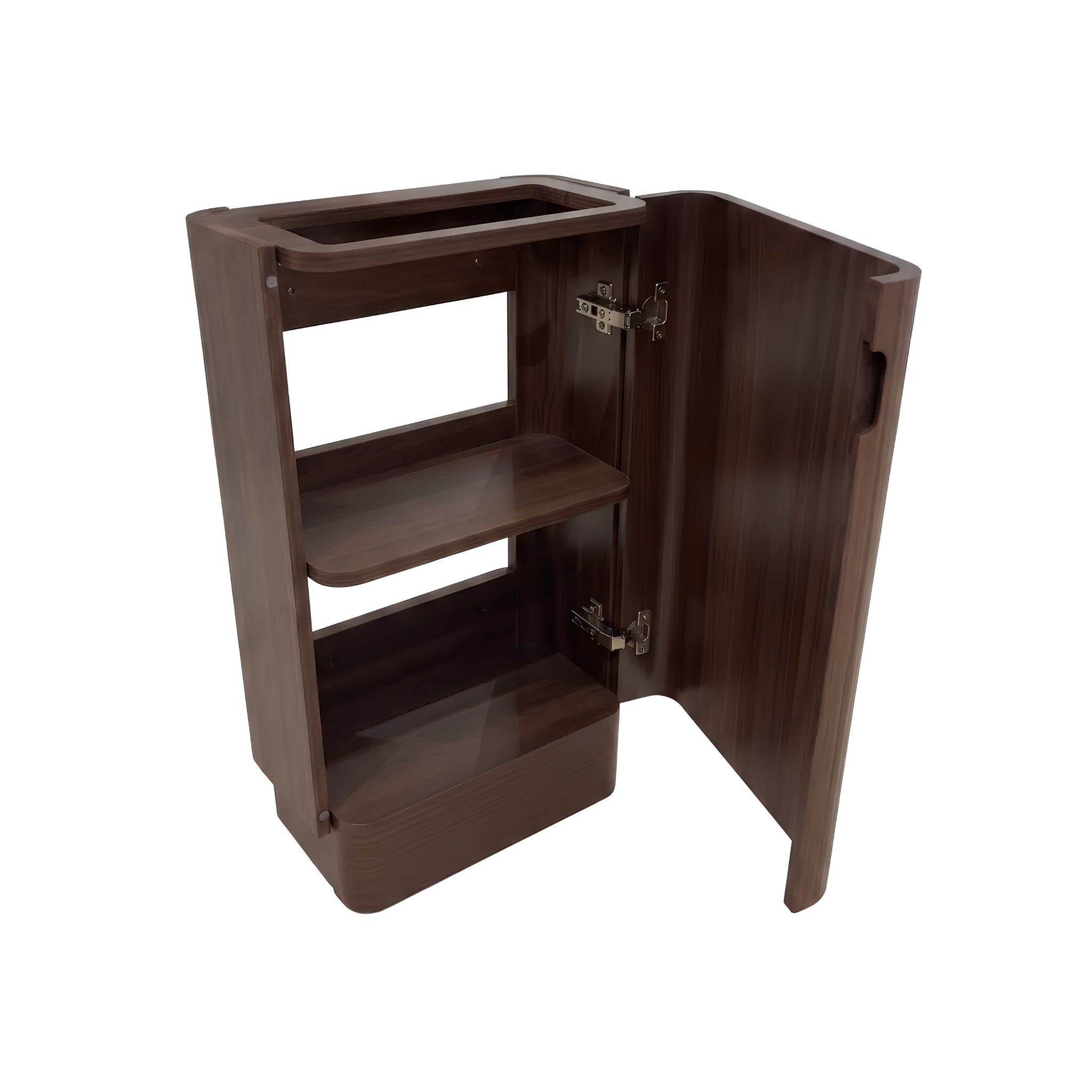OTTI MAXI SABLE WALNUT CURVED 450MM SPACE SAVING SINGLE BOWL FLOOR STANDING VANITY