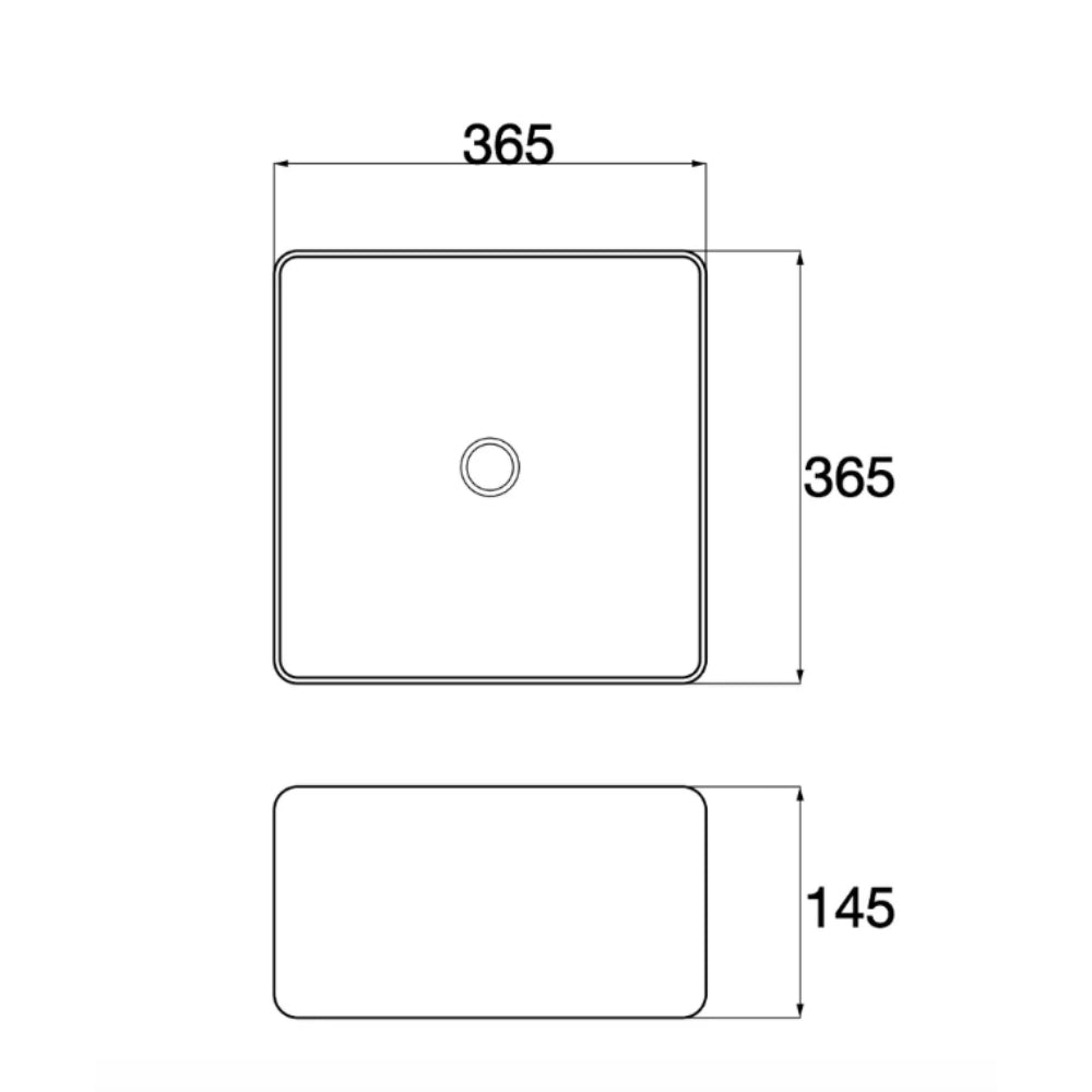 CLAYA SQUARE ABOVE COUNTER BASIN GLOSS WHITE 365MM