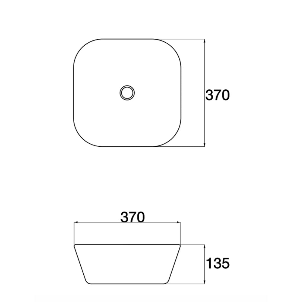 CLAYA SQUARE ABOVE COUNTER BASIN GLOSS WHITE 370MM