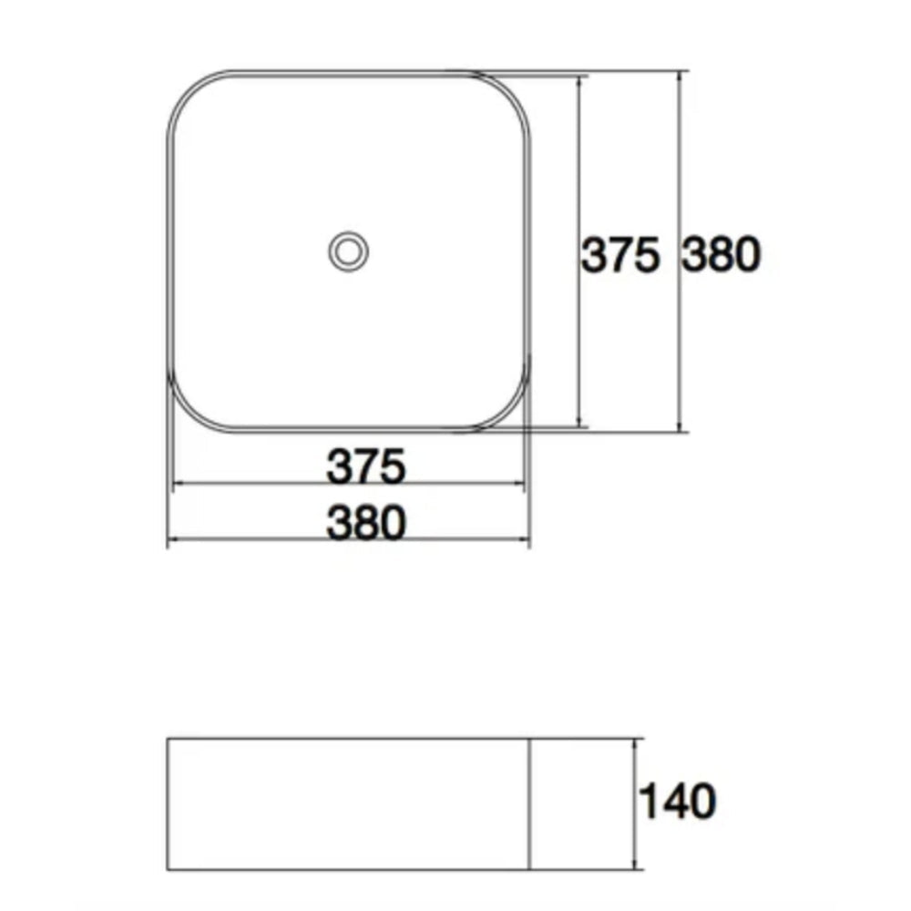CLAYA SQUARE ABOVE COUNTER BASIN MATTE BLACK 380MM