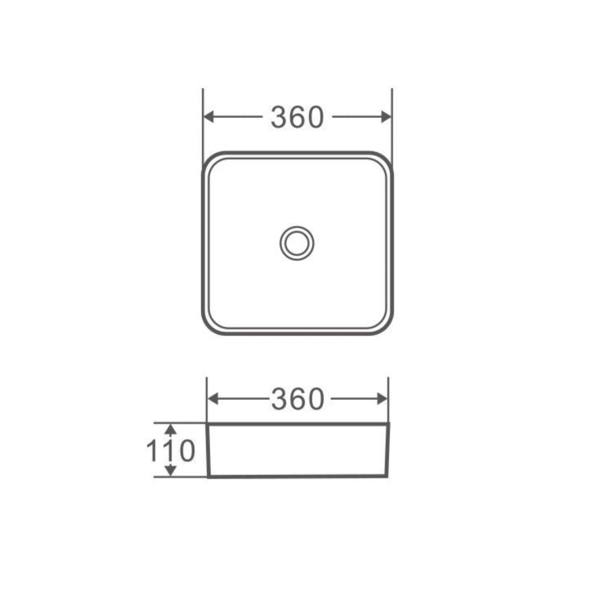 MERCIO SQ SQUARE ABOVE COUNTER BASIN GLOSS WHITE 360MM