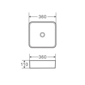MERCIO SQ SQUARE ABOVE COUNTER BASIN GLOSS WHITE 360MM