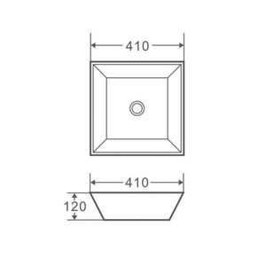 MERCIO SQ SQUARE ABOVE COUNTER BASIN GLOSS WHITE 410MM