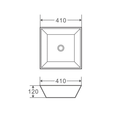 MERCIO SQ SQUARE ABOVE COUNTER BASIN GLOSS WHITE 410MM