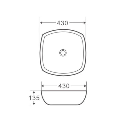 MERCIO SQ SQUARE ABOVE COUNTER BASIN GLOSS WHITE 430MM