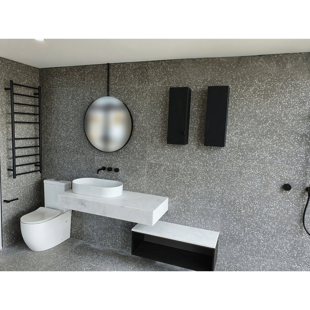 THERMOGROUP ROUND LADDER HEATED TOWEL RAIL MATTE BLACK 450MM