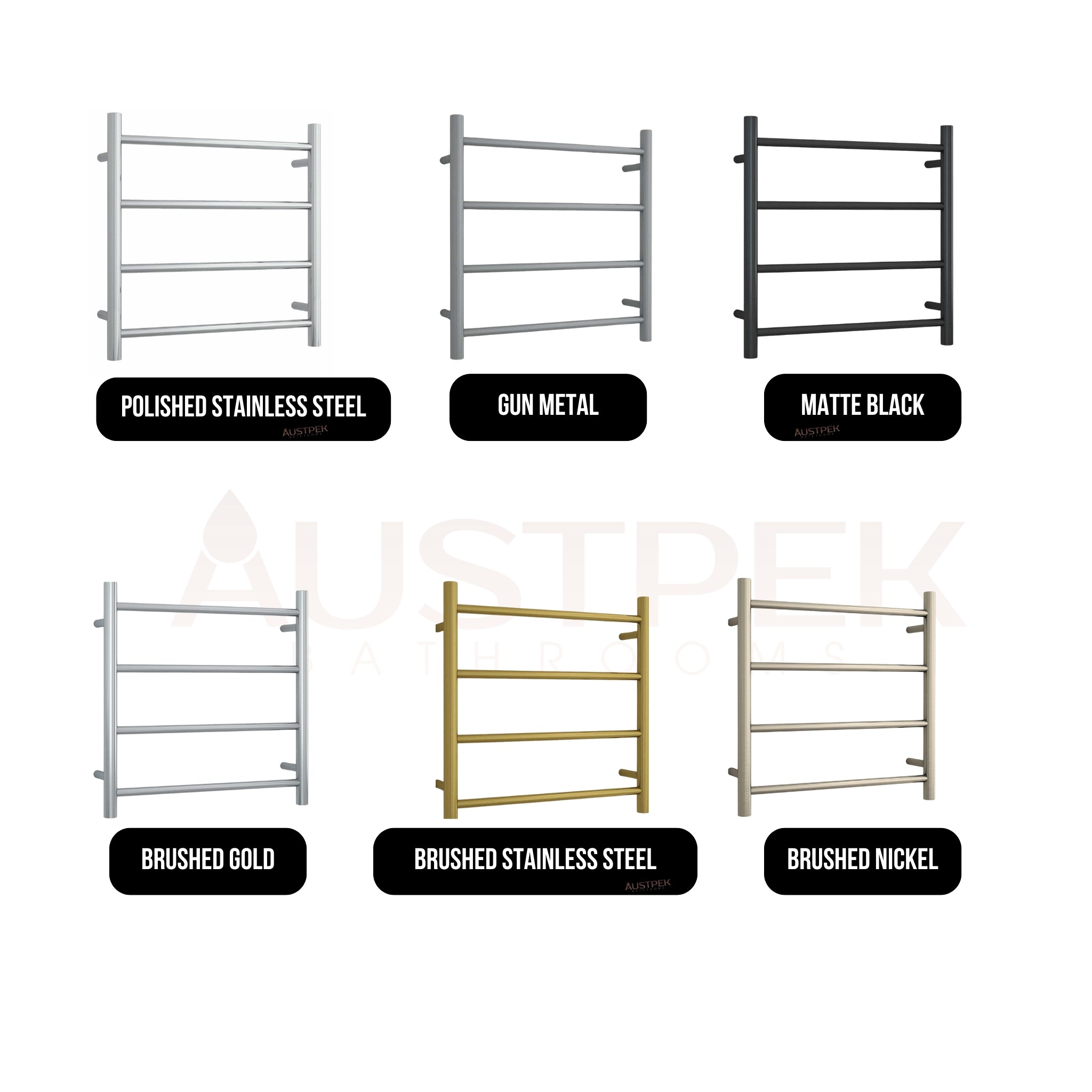 THERMOGROUP 4-BAR ROUND LADDER HEATED TOWEL RAIL BRUSHED NICKEL 550MM