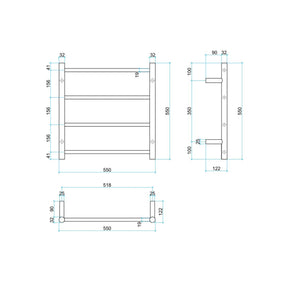 THERMOGROUP ROUND LADDER HEATED TOWEL RAIL GUN METAL 550MM