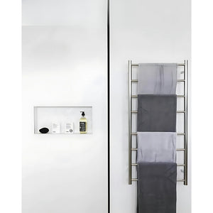 THERMOGROUP 8-BAR ROUND LADDER HEATED TOWEL RAIL POLISHED STAINLESS STEEL 530MM