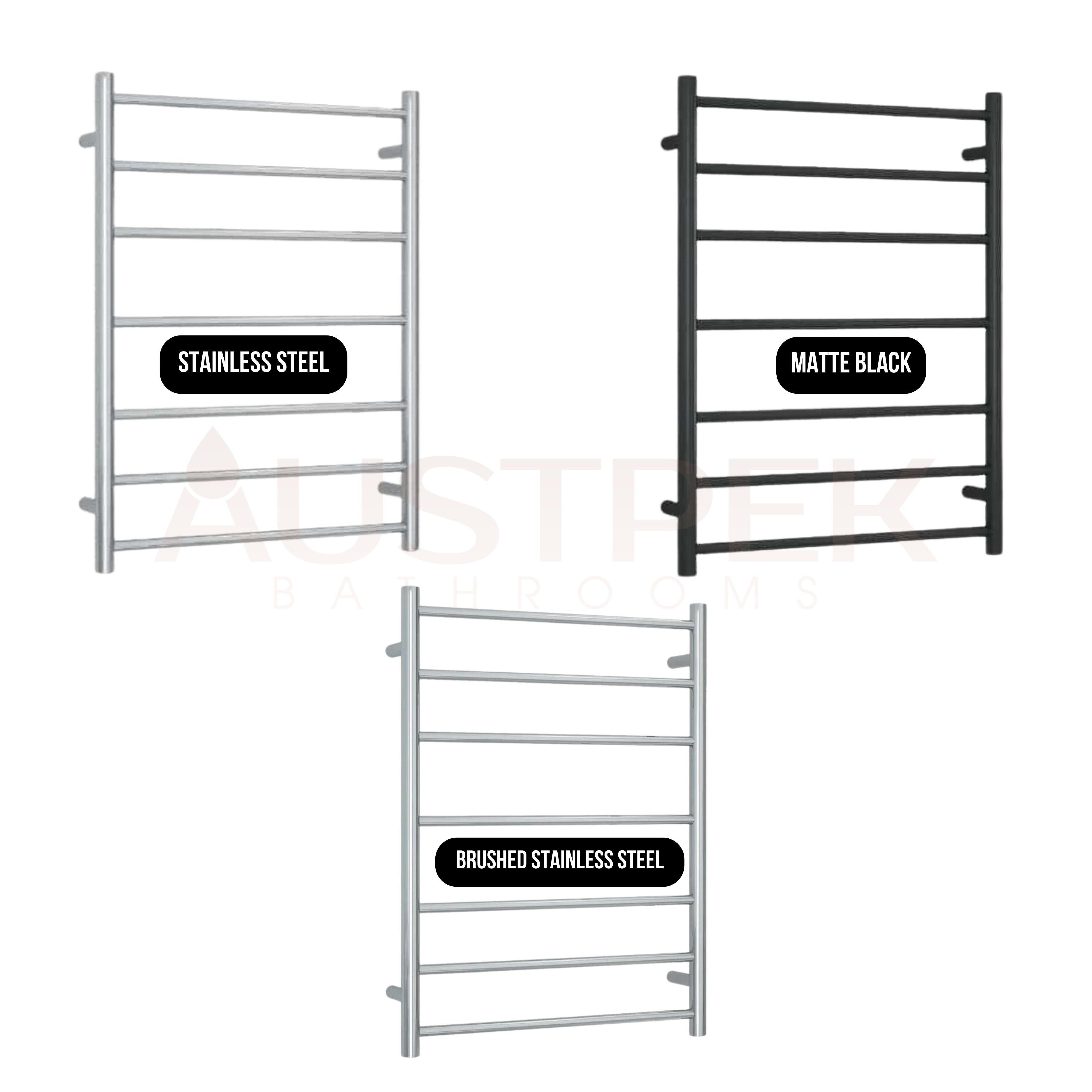 THERMOGROUP ROUND LADDER HEATED TOWEL RAIL STAINLESS STEEL 800MM