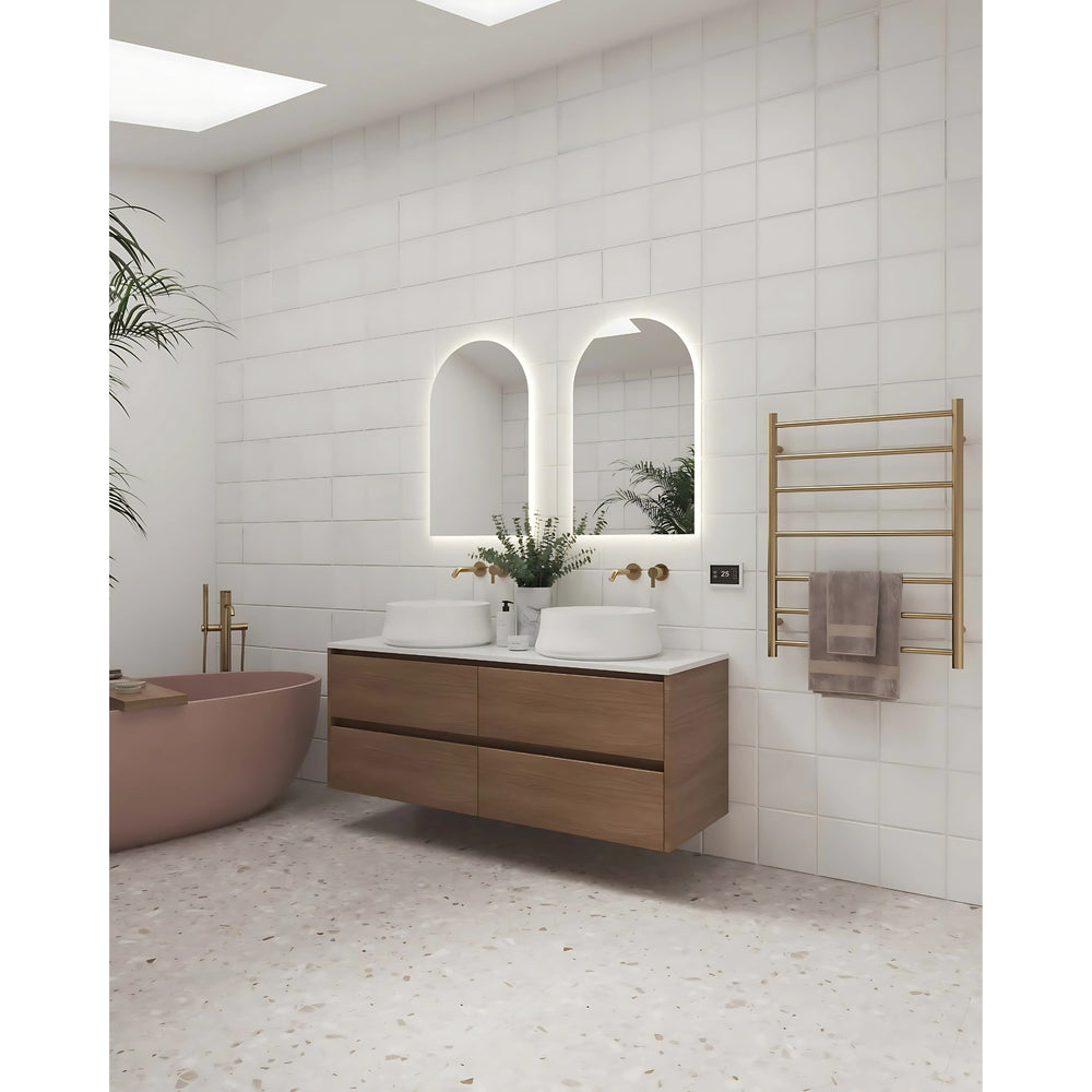THERMOGROUP 7-BAR ROUND LADDER HEATED TOWEL RAIL BRUSHED BRASS 600MM