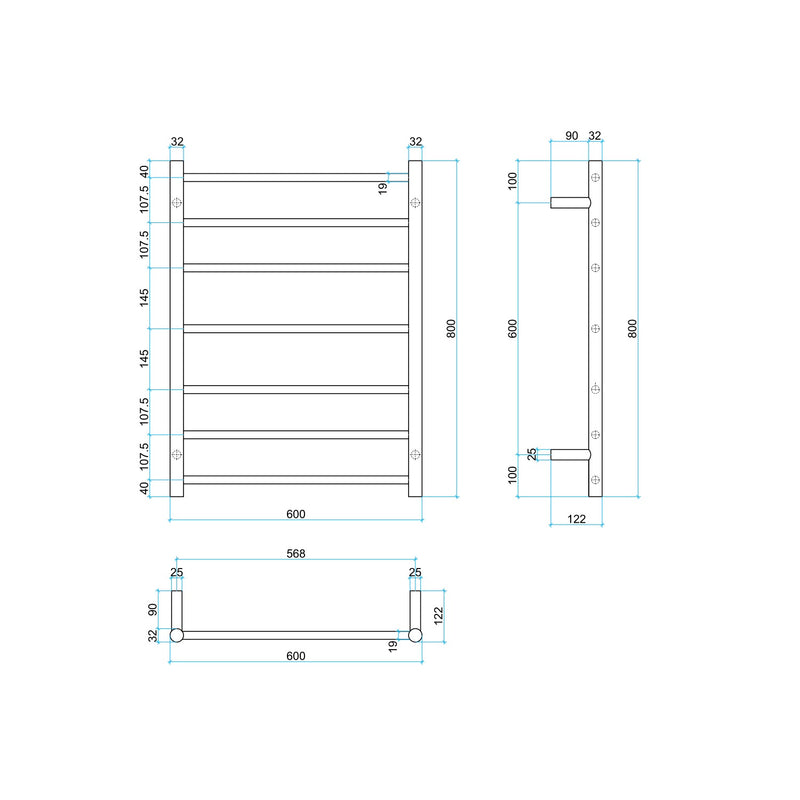 THERMOGROUP SR44MRG POLISHED ROSE GOLD ROUND HEATED LADDER RAIL 800MM