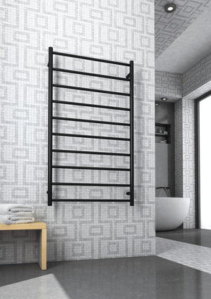 THERMOGROUP STRAIGHT ROUND HEATED LADDER RAIL MATTE BLACK 1200MM