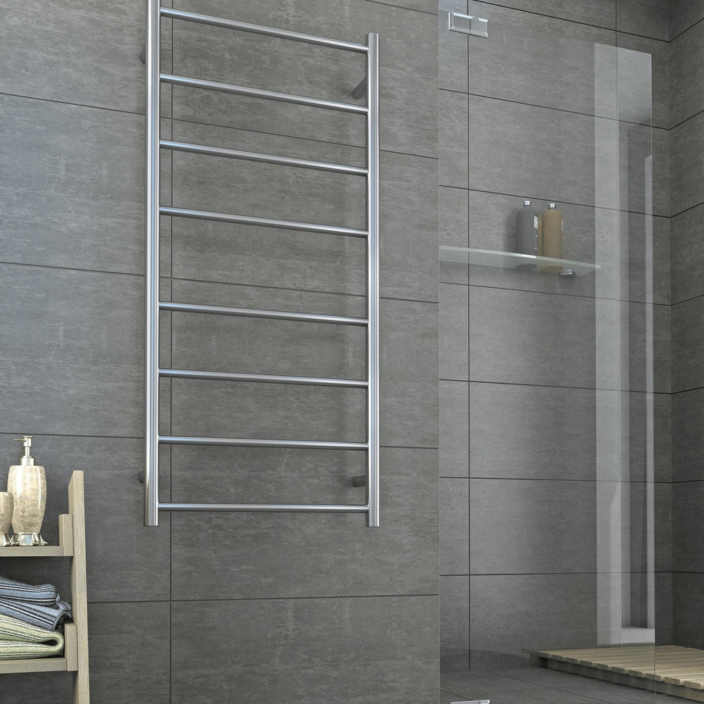THERMOGROUP STRAIGHT ROUND LADDER HEATED TOWEL RAIL BRUSHED  1120MM