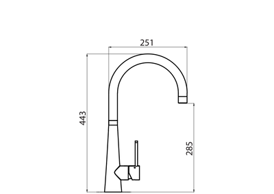 OLIVERI ESSENTE GOOSE NECK LEAD FREE KITCHEN MIXER 443MM STAINLESS STEEL