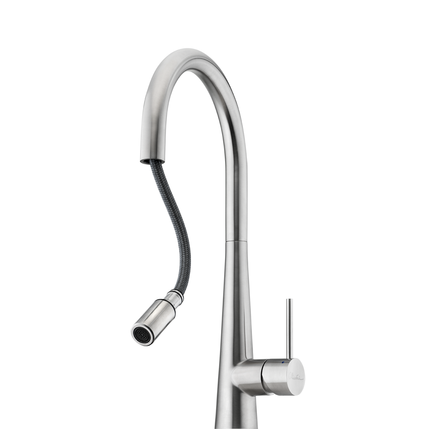 OLIVERI ESSENTE GOOSE NECK PULL OUT KITCHEN MIXER 443MM STAINLESS STEEL