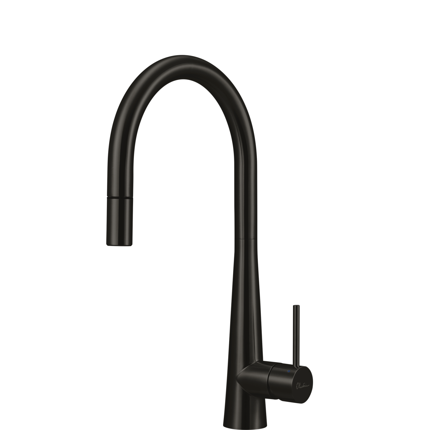 OLIVERI ESSENTE 316 LEAD FREE GOOSE NECK PULL OUT KITCHEN MIXER 443MM BRUSHED BLACK