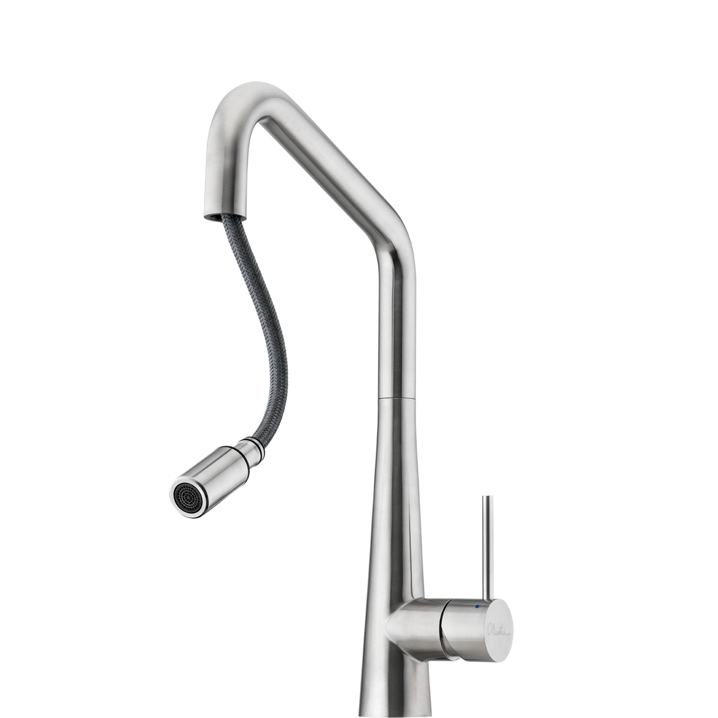 OLIVERI ESSENTE SQUARE GOOSE NECK PULL OUT KITCHEN MIXER 424MM STAINLESS STEEL