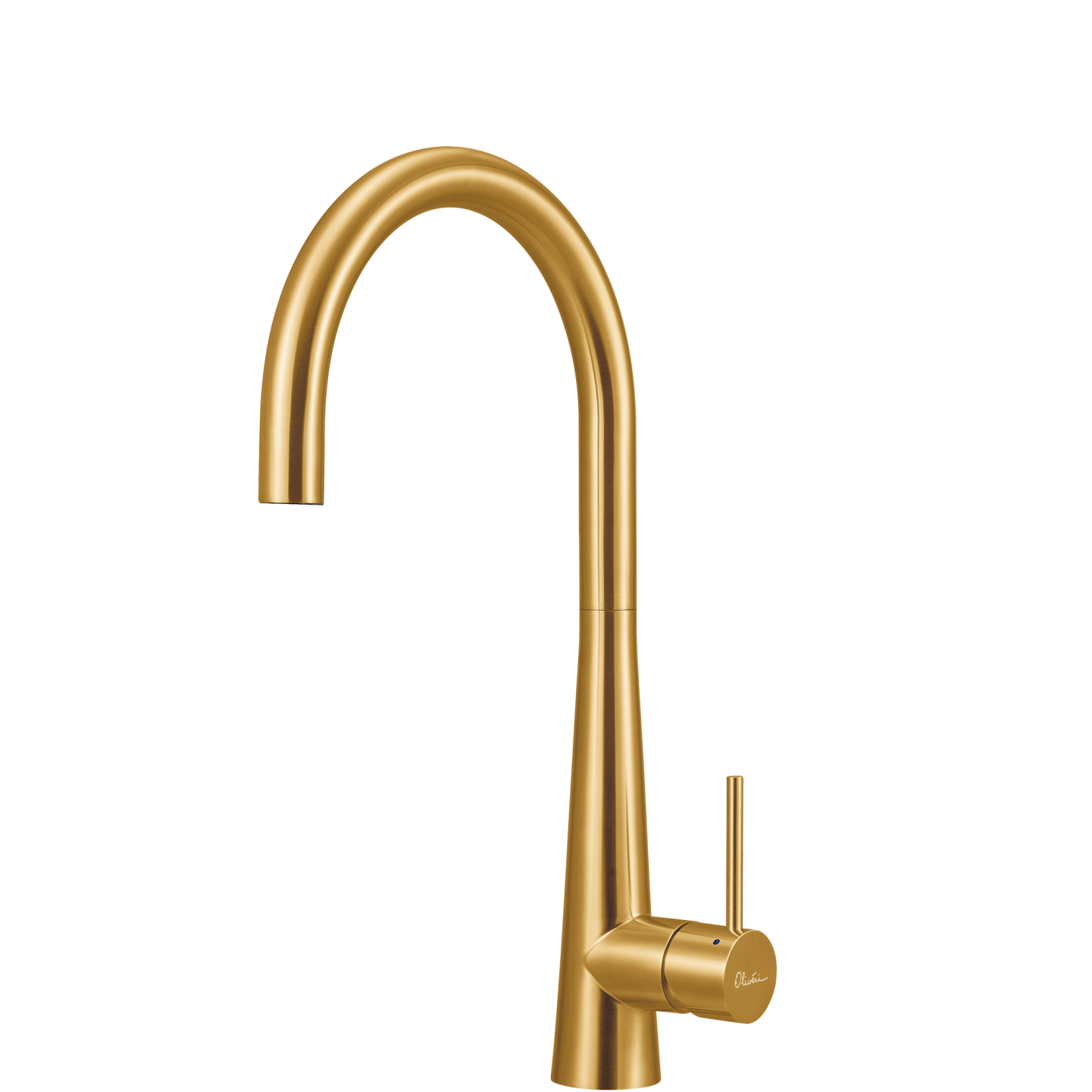 OLIVERI ESSENTE 316 LEAD FREE GOOSE NECK KITCHEN MIXER 443MM BRUSHED GOLD